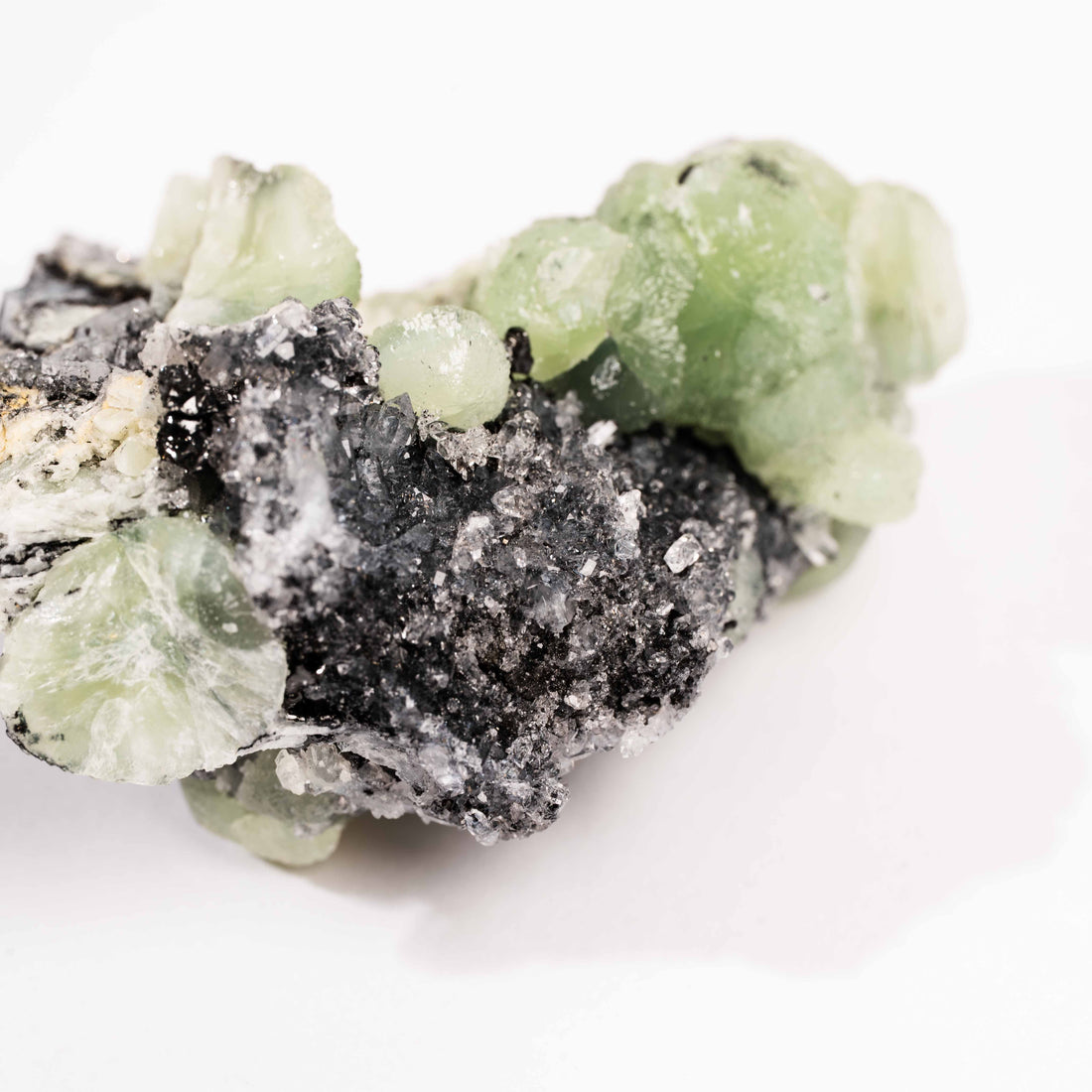 Prehnite w/ Black Quartz - Rough