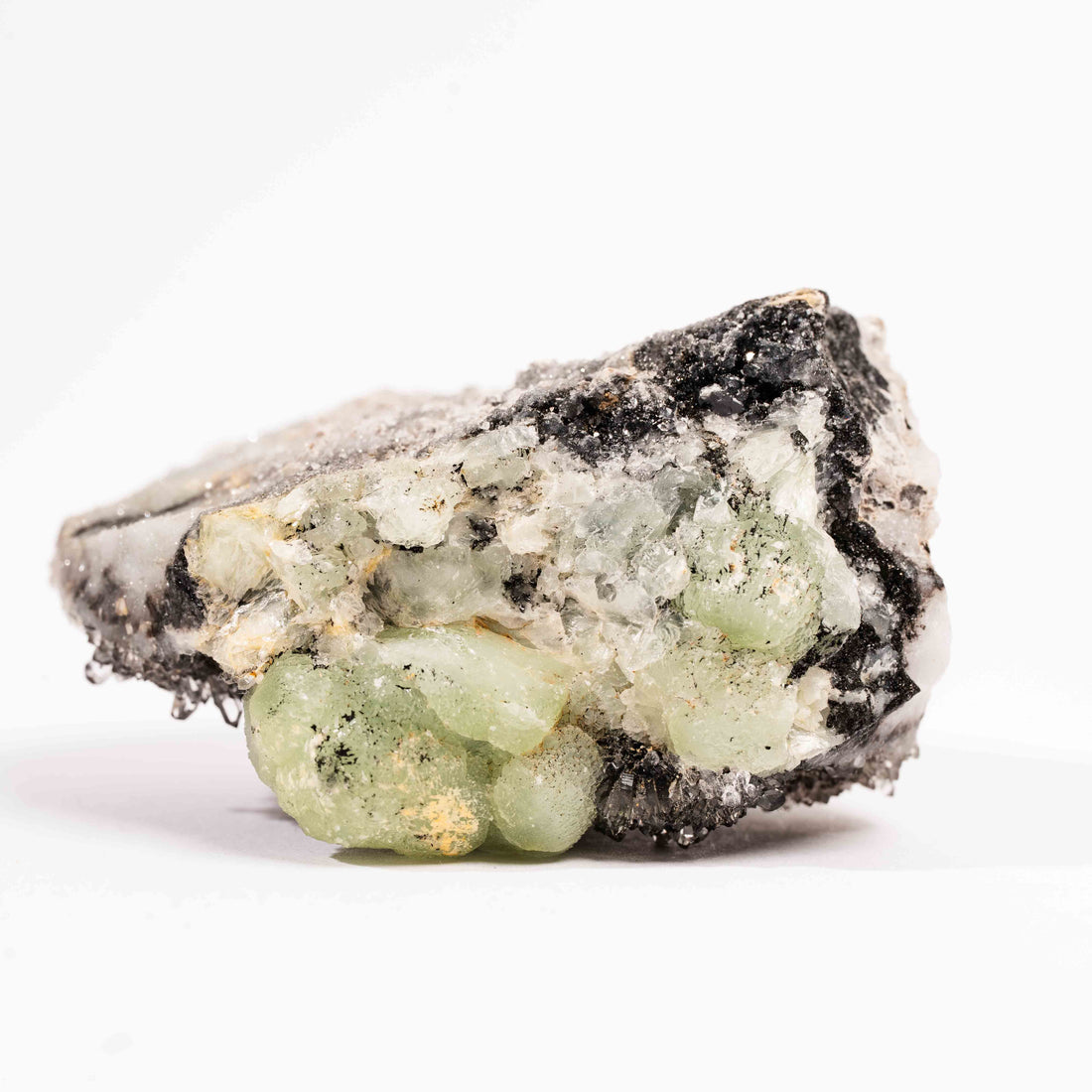 Prehnite w/ Black Quartz - Rough