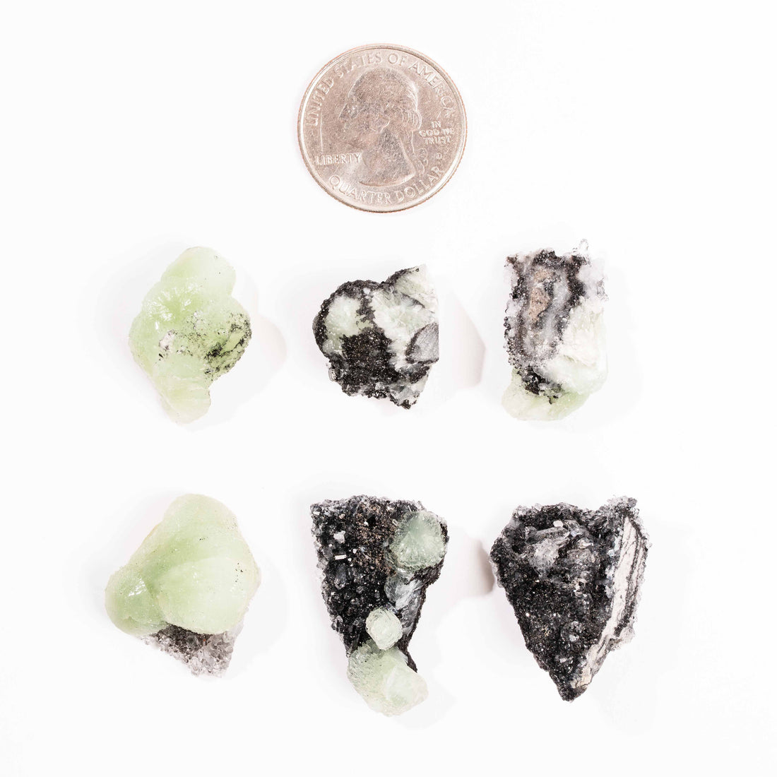 Prehnite w/ Black Quartz - Small, Rough Piece(s)