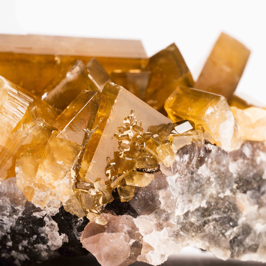 Yellow Barite on Fluorite - Bladed Cluster