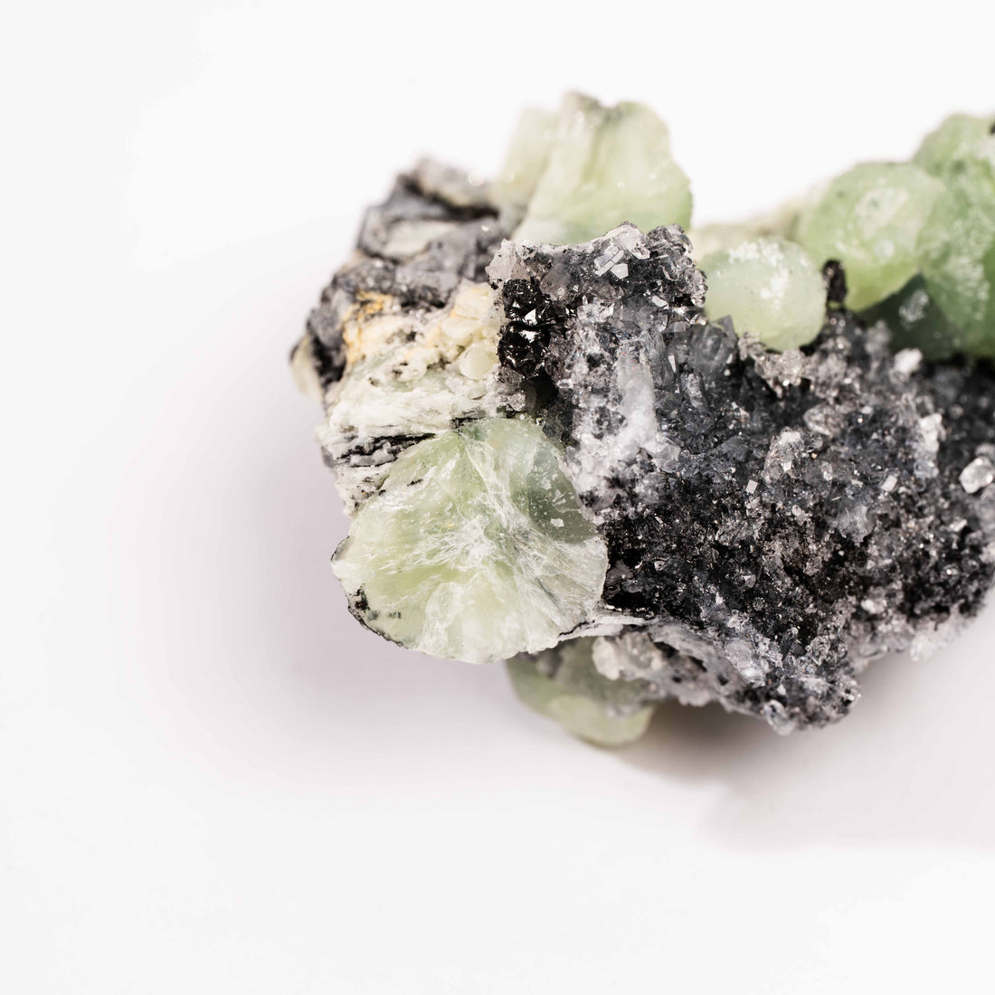Prehnite w/ Black Quartz - Rough