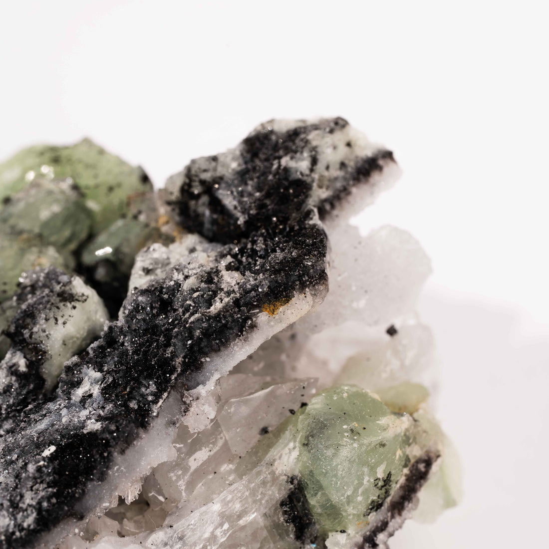 Prehnite w/ Black Quartz - Rough