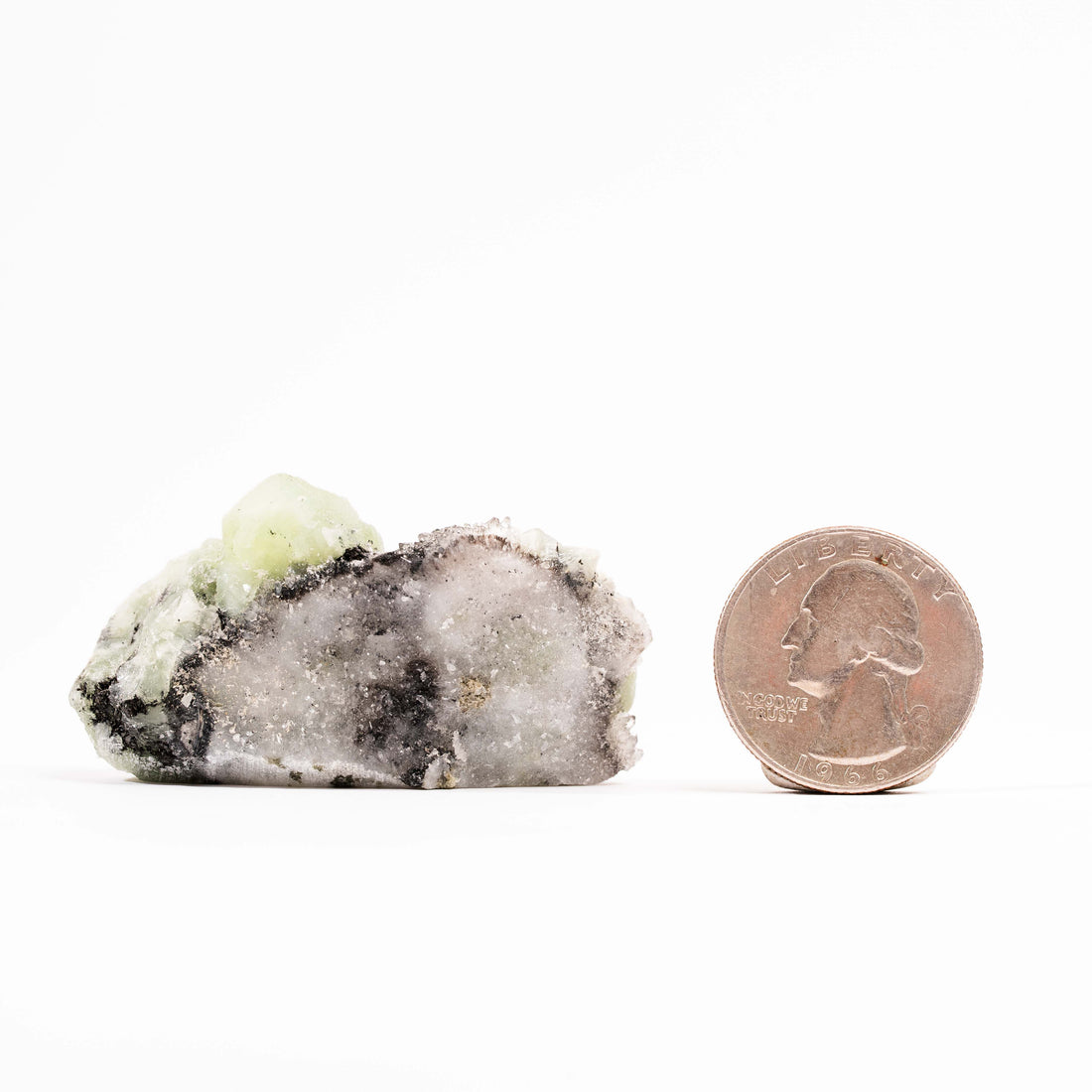 Prehnite w/ Black Quartz - Rough