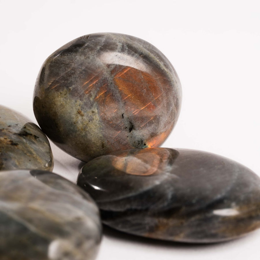 Labradorite, Orange/Pink Flash - Palms