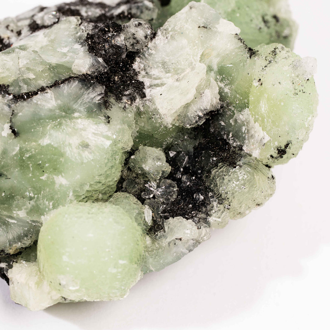 Prehnite w/ Black Quartz - Rough