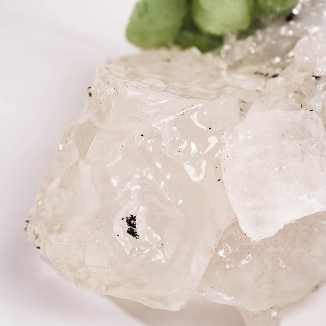 Prehnite w/ Black Quartz - Rough