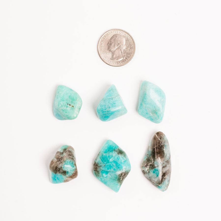 Amazonite + Smoky Quartz - Tumbled Stones