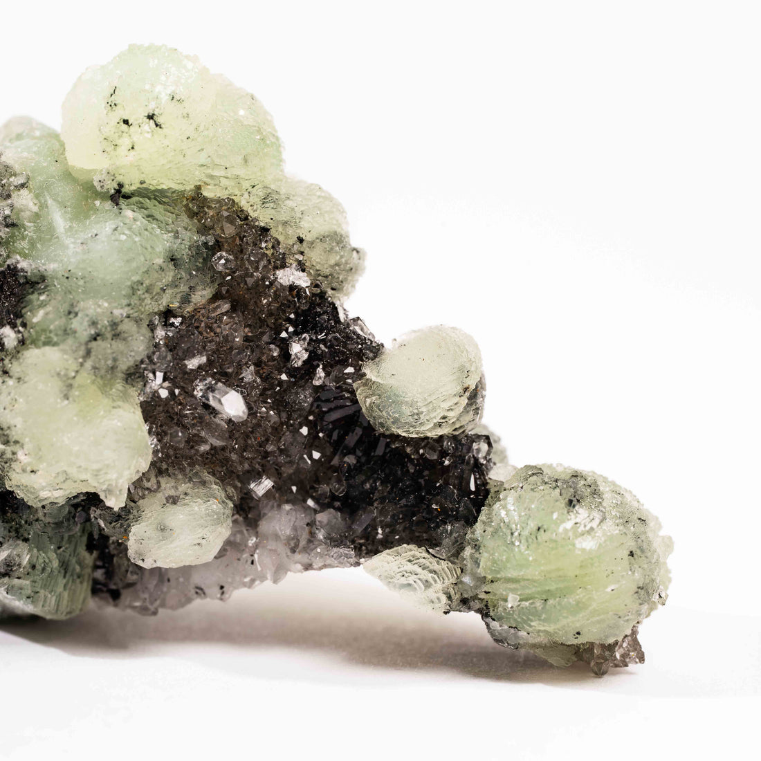 Prehnite w/ Black Quartz - Rough