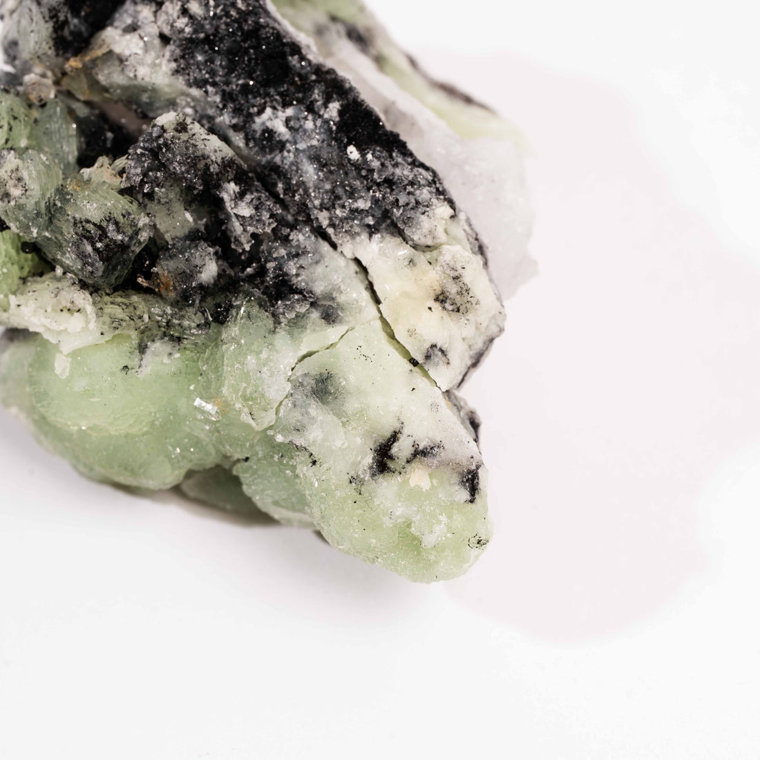 Prehnite w/ Black Quartz - Rough