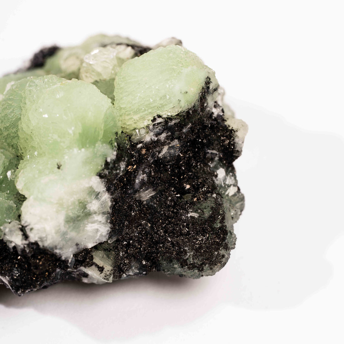 Prehnite w/ Black Quartz - Rough
