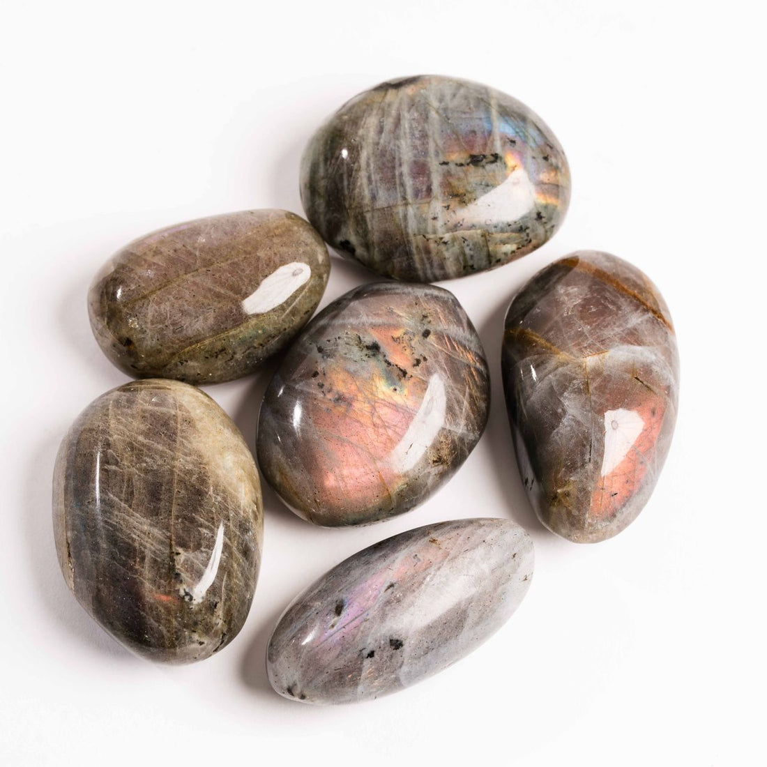 Labradorite, Orange/Pink Flash - Palms