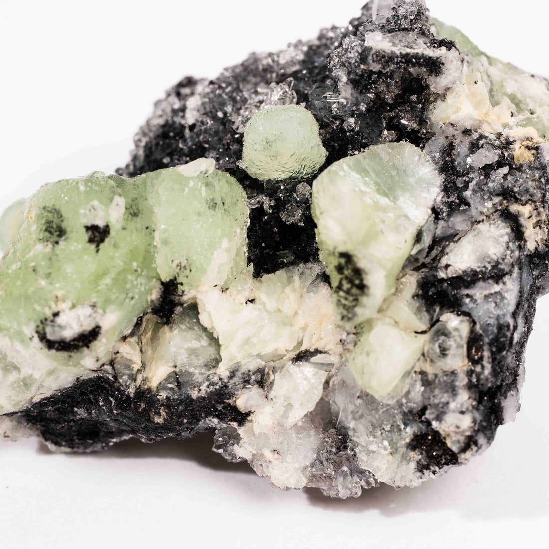 Prehnite w/ Black Quartz - Rough