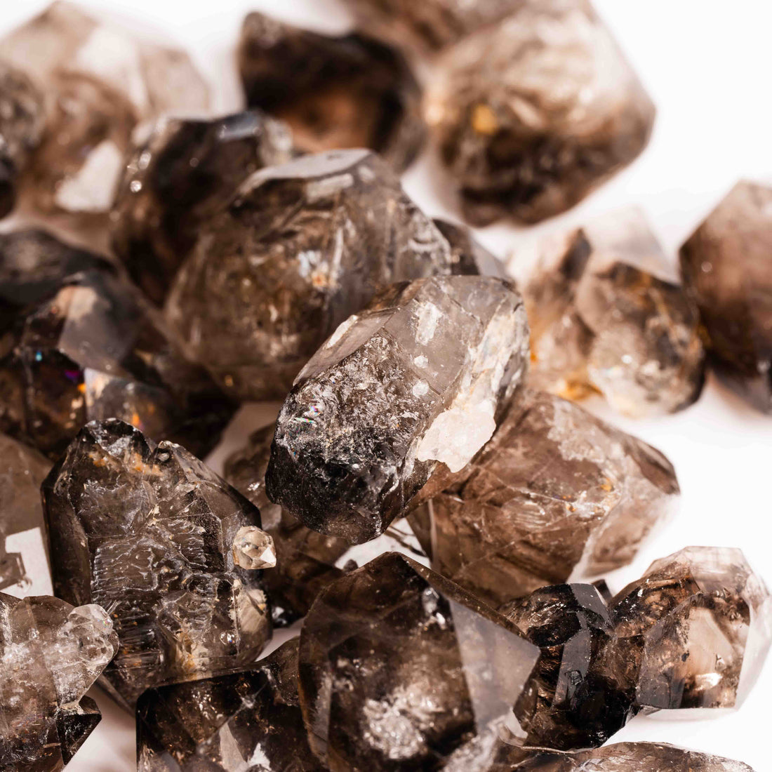 Smoky Elestial Quartz – Light Multi-Faceted Cluster(s)