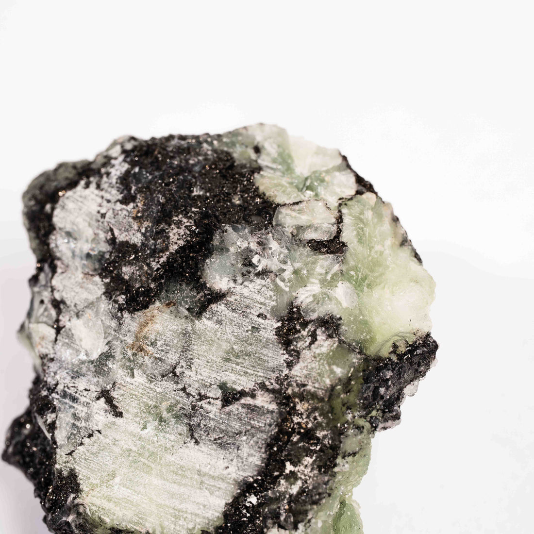 Prehnite w/ Black Quartz - Rough
