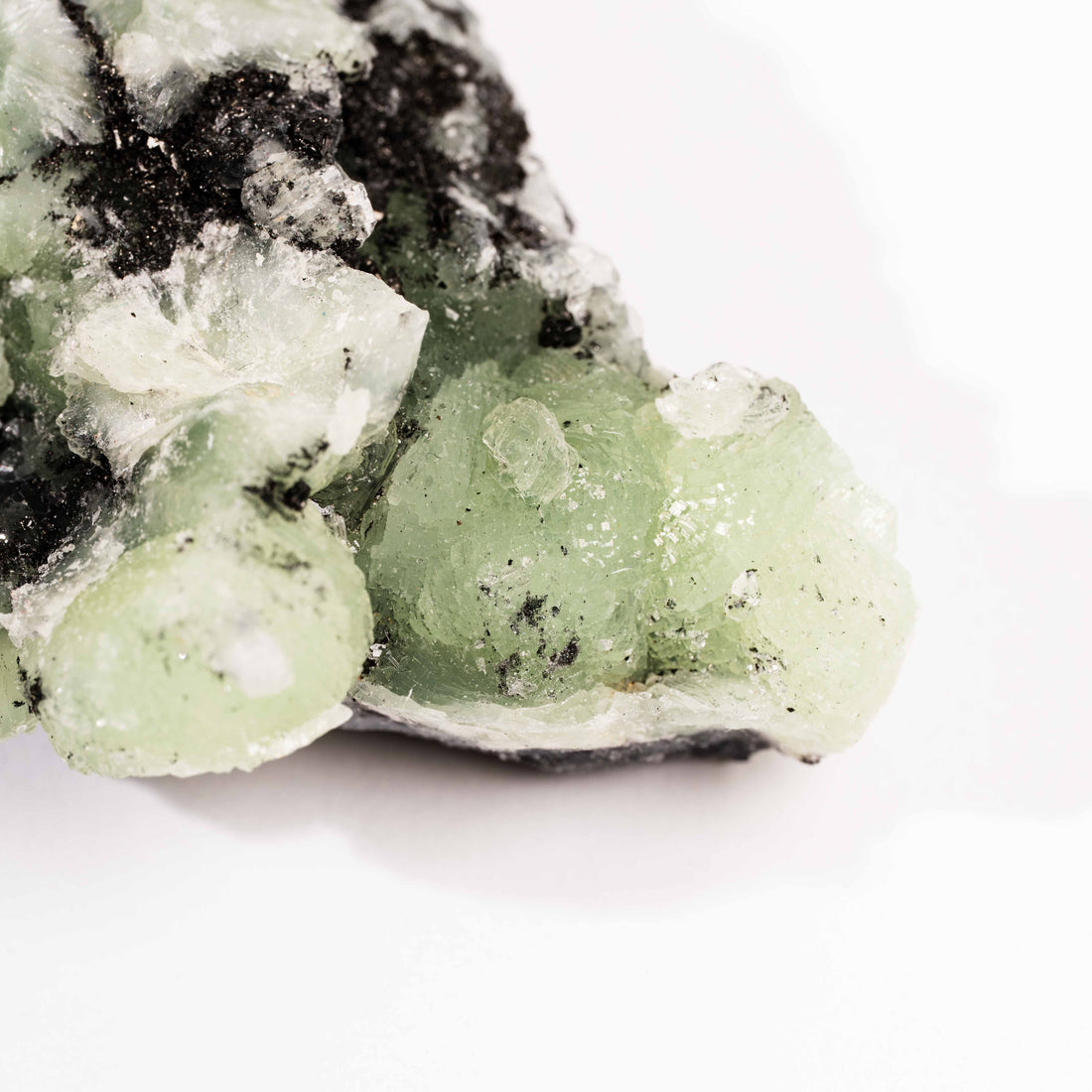 Prehnite w/ Black Quartz - Rough