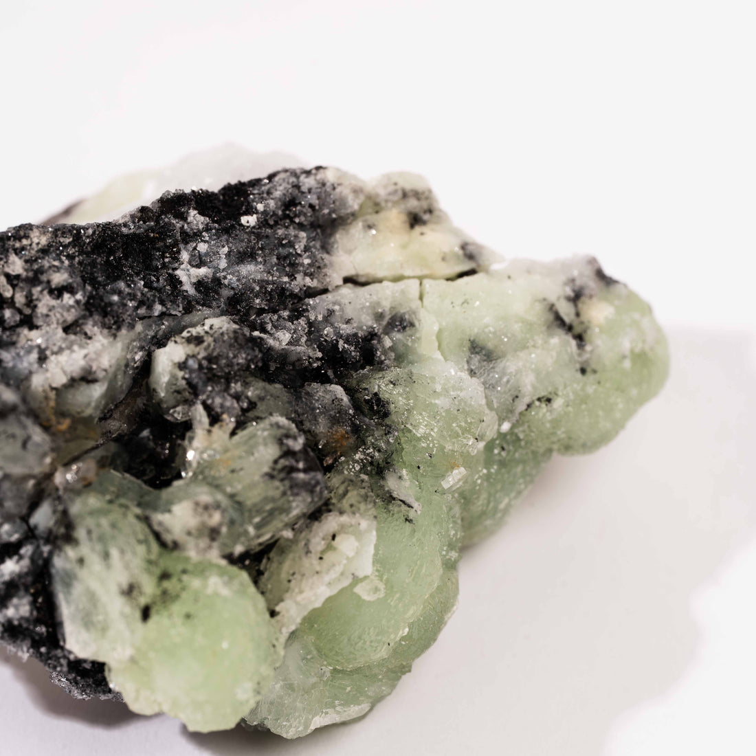 Prehnite w/ Black Quartz - Rough