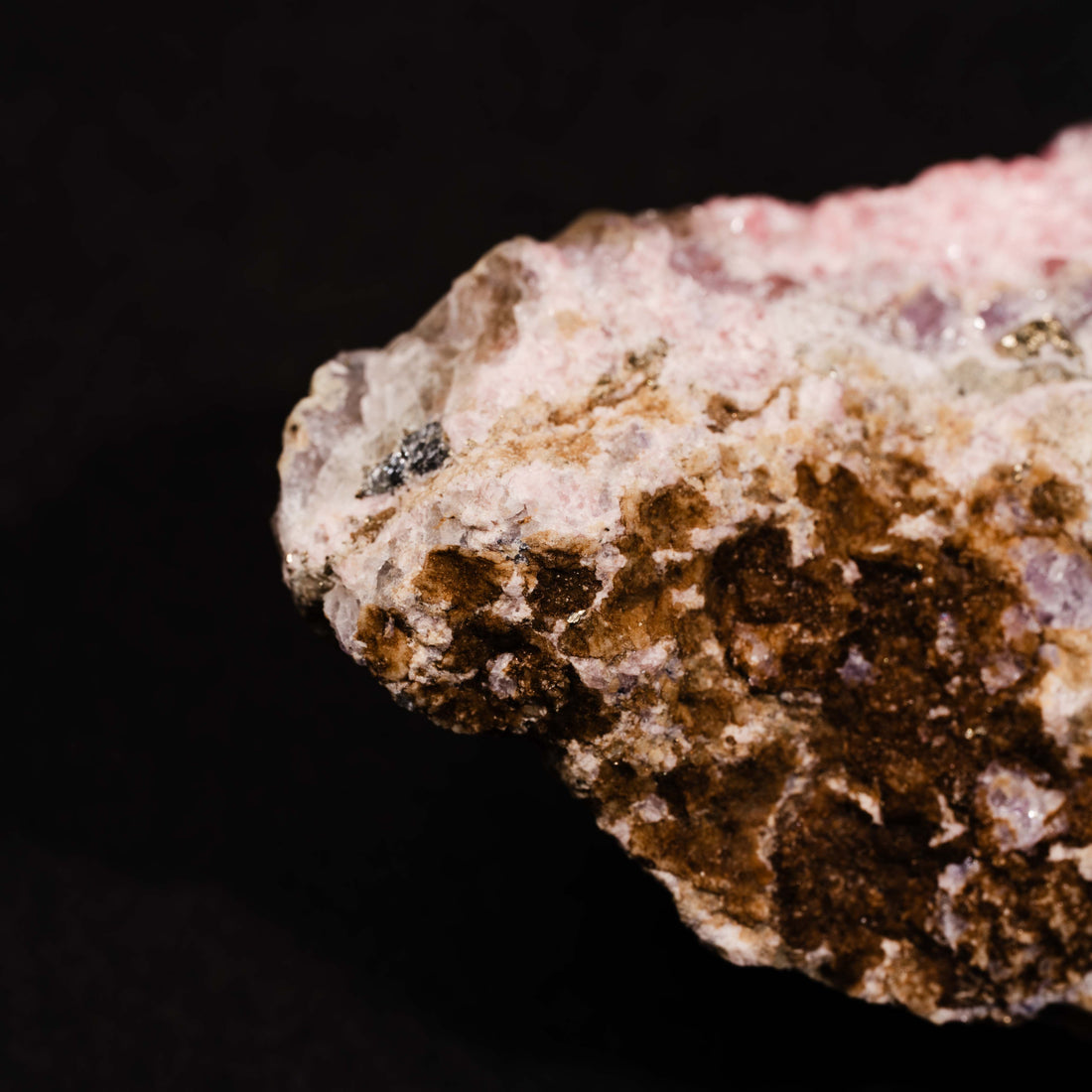Rhodochrosite with Quartz, Fluorite, & Pyrite