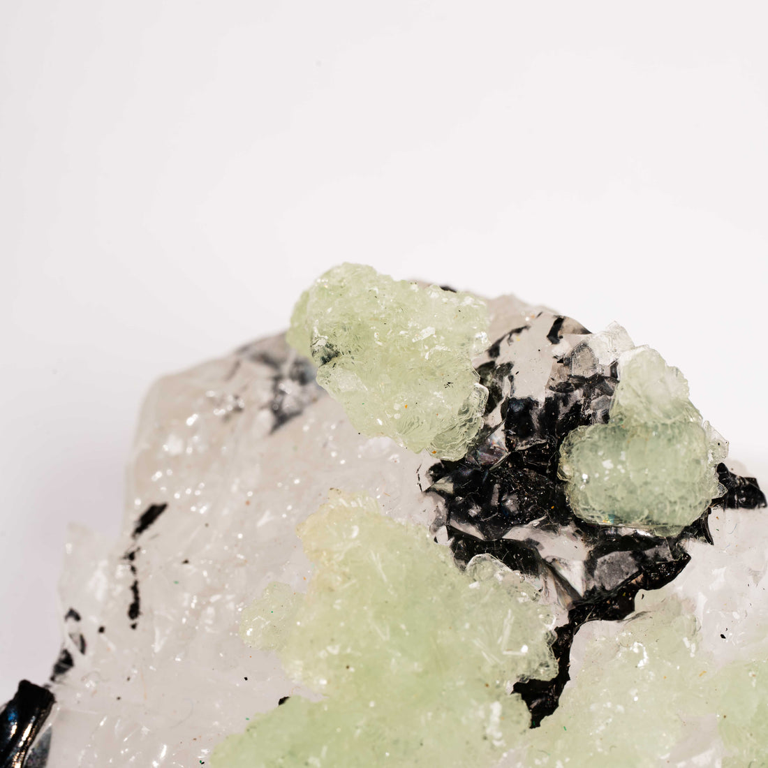 Prehnite w/ Black Quartz - Rough