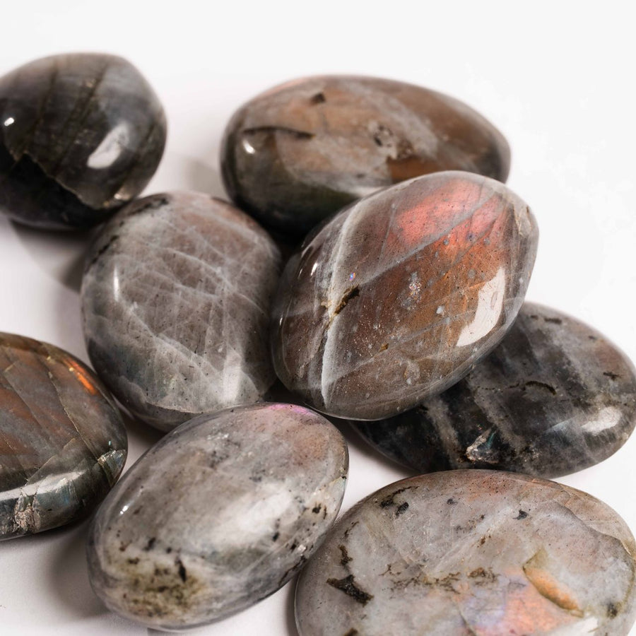 Labradorite, Orange/Pink Flash - Palms