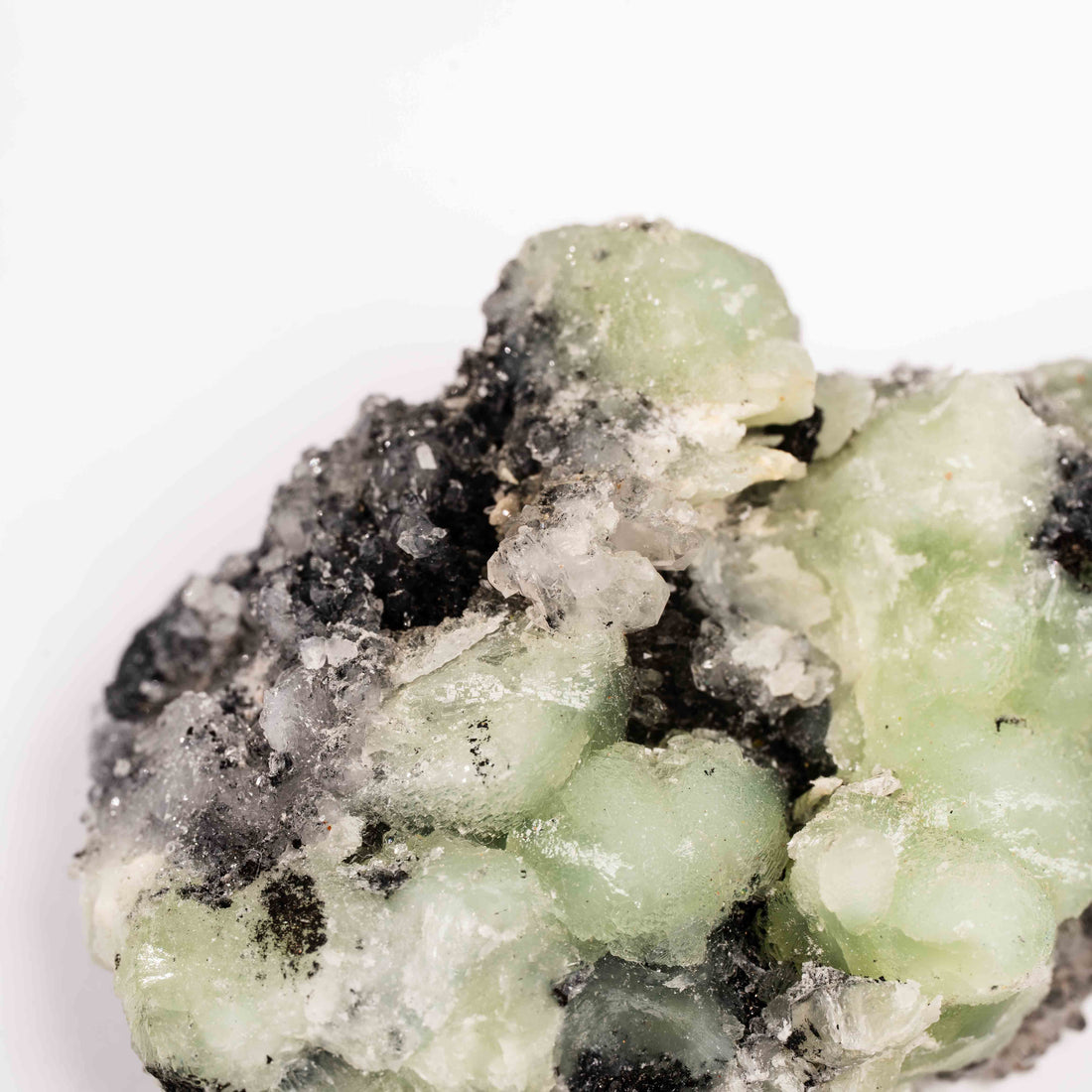 Prehnite w/ Black Quartz - Rough