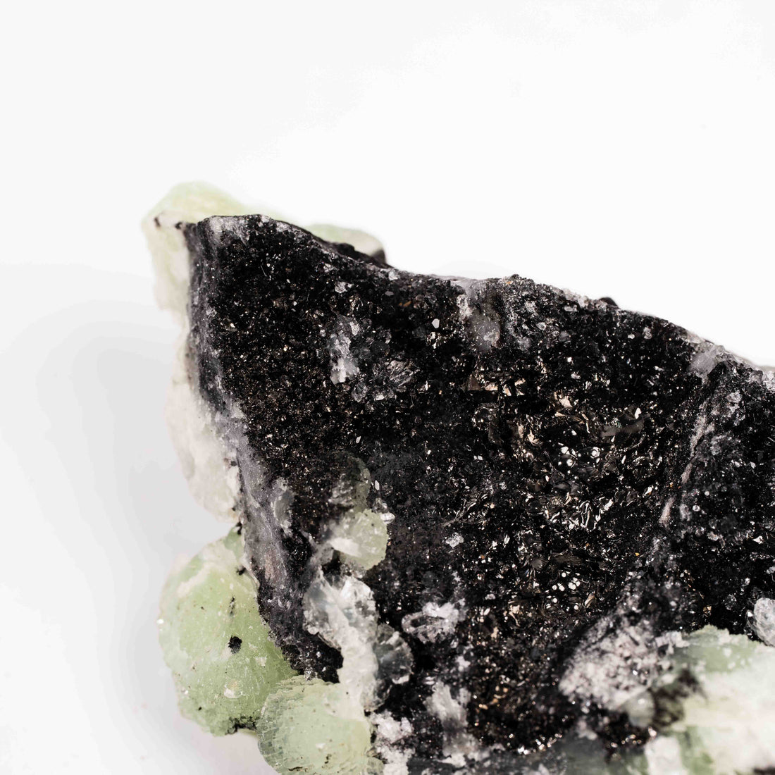 Prehnite w/ Black Quartz - Rough