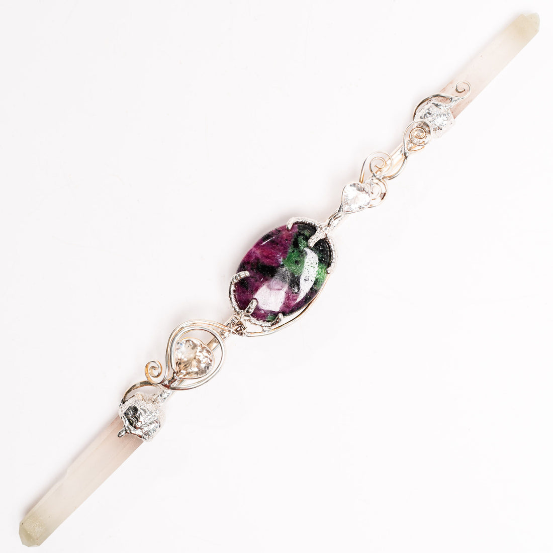 Hedenbergite, Danburite & Ruby in Zoisite Wand