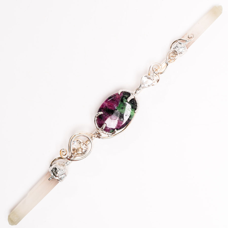 Hedenbergite, Danburite & Ruby in Zoisite Wand