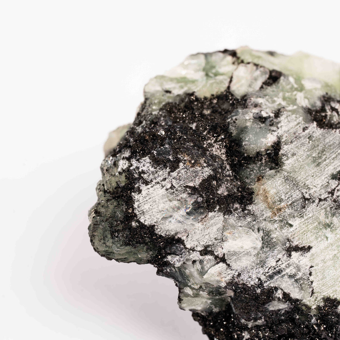 Prehnite w/ Black Quartz - Rough