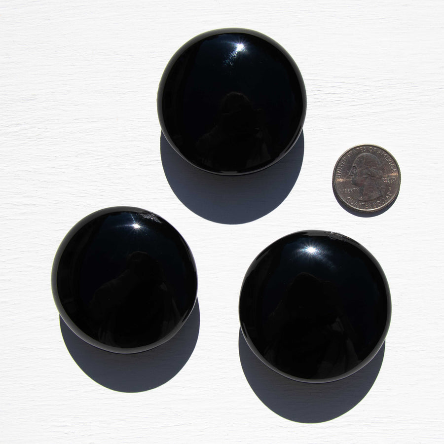 Obsidian, Black - Circle Palm Stone
