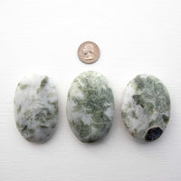 Tourmaline, Green in Quartz - Palm Stones