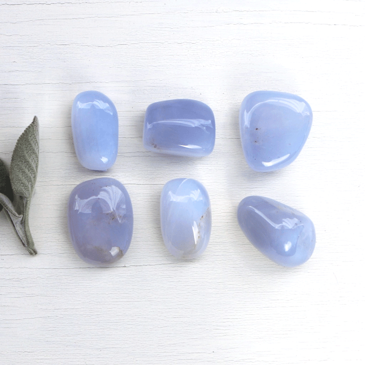 Chalcedony - Blue, Palm Stones, Small